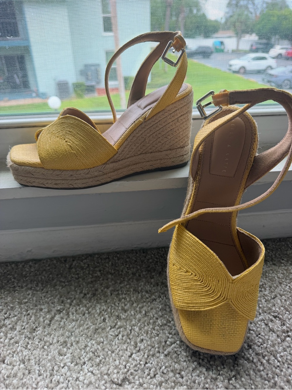 Kelly & Katie Yellow Espadrille Platform Wedge Sandals